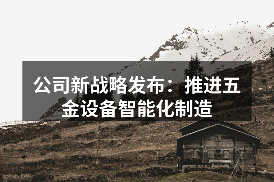 公司新战略发布：推进五金设备智能化制造